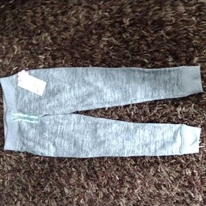 90 Degree by Reflex GIRLS Heather Gray leggings with mint drawstring L/12 New